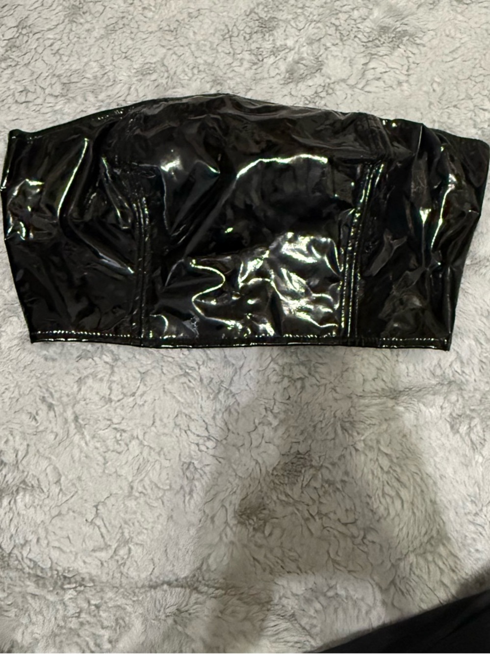 NWT Forever 21 Black Faux Leather Strapless Top